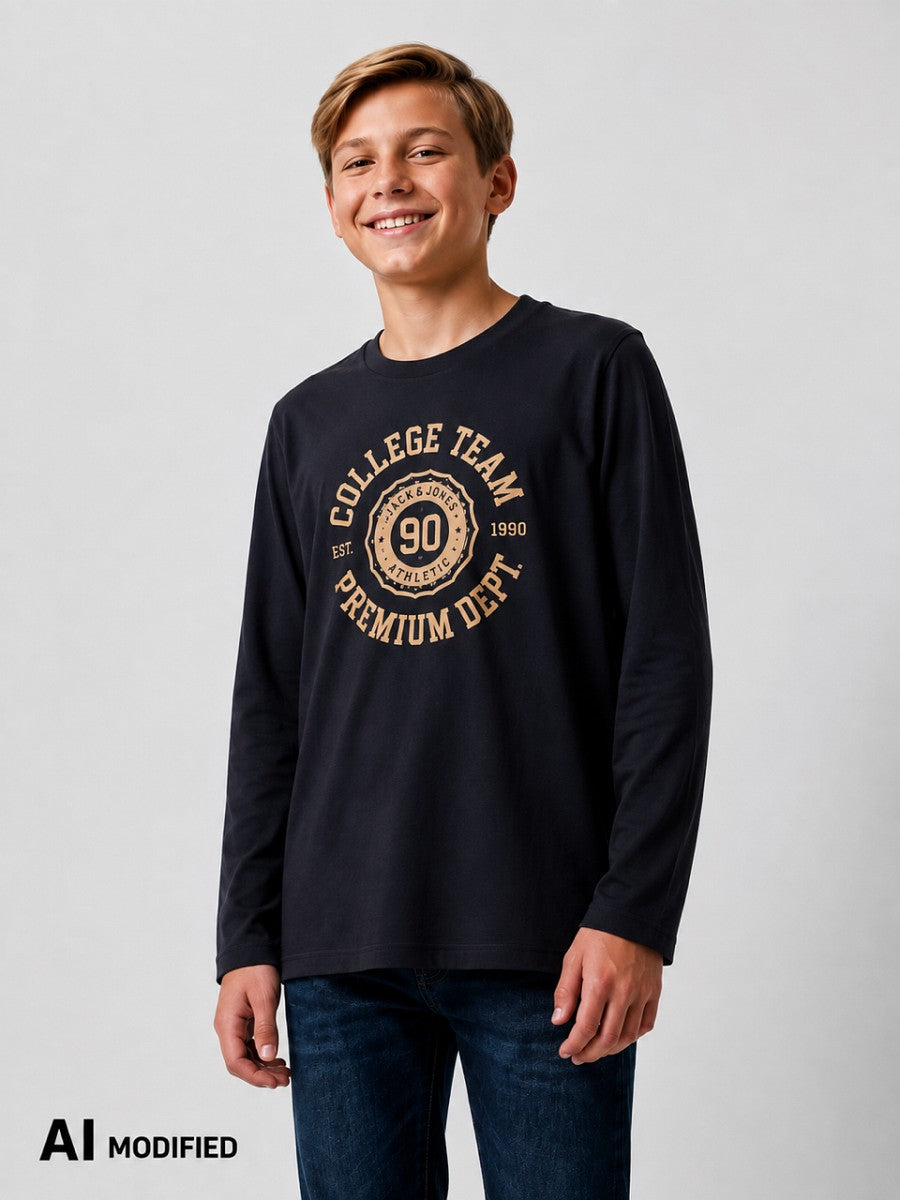 Jack & Jones junior Kinder Langarmshirt Jungen Longsleeve dunkelblau Baumwolle 140 - 176
