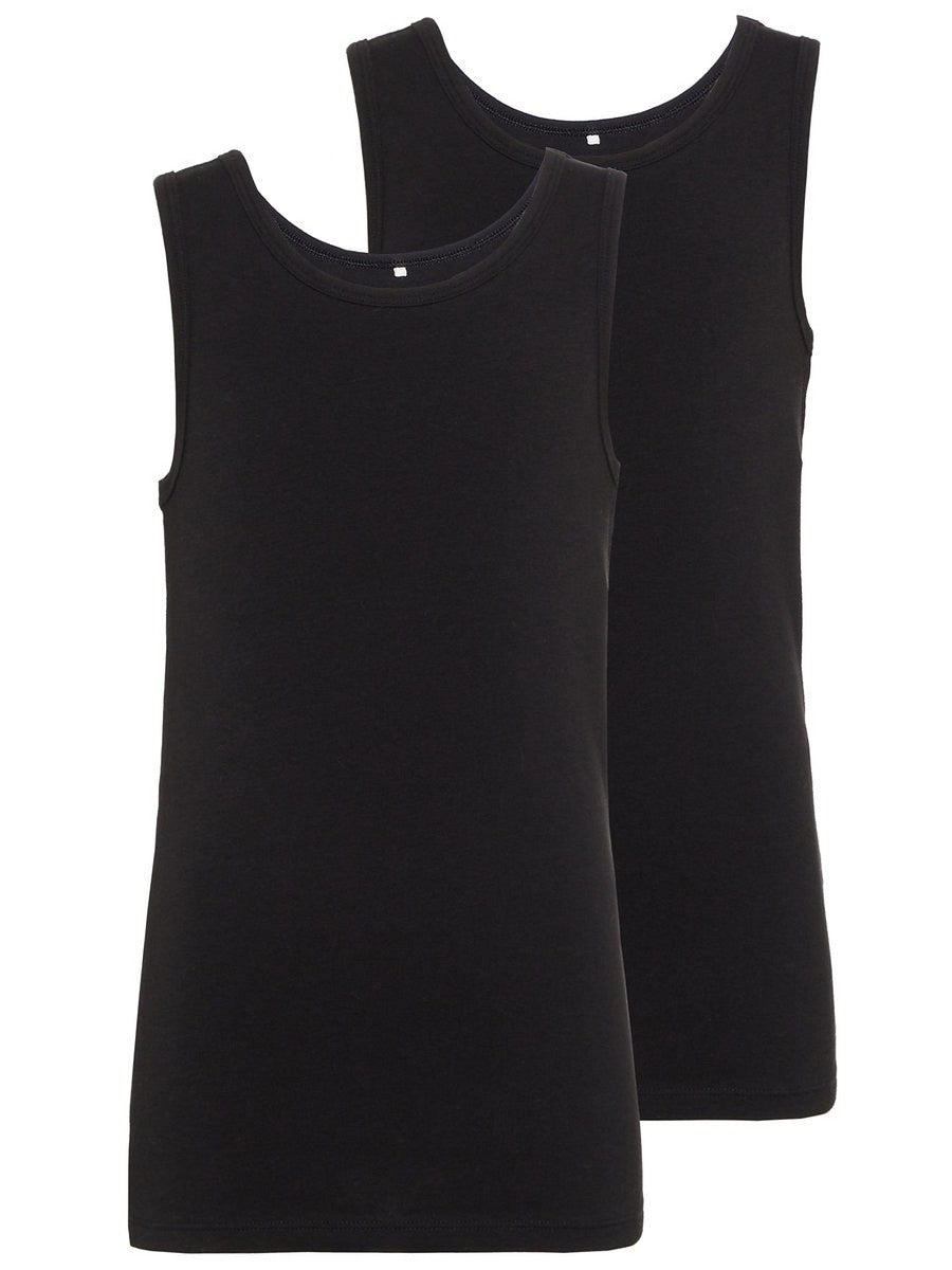 NAME IT Jungen 2er Pack Unterhemden Set schwarz Größe 110 bis 158/164