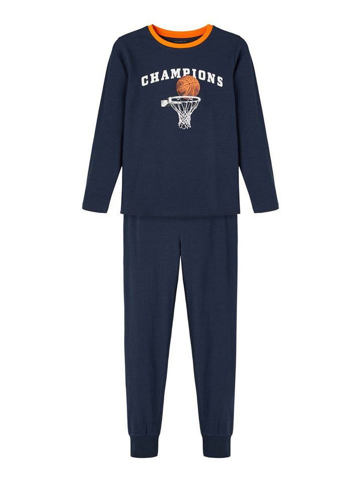 NAME IT Jungen Pyjama Schlafanzug dunkelblau Basketball Größe 86/92 bis 158/164