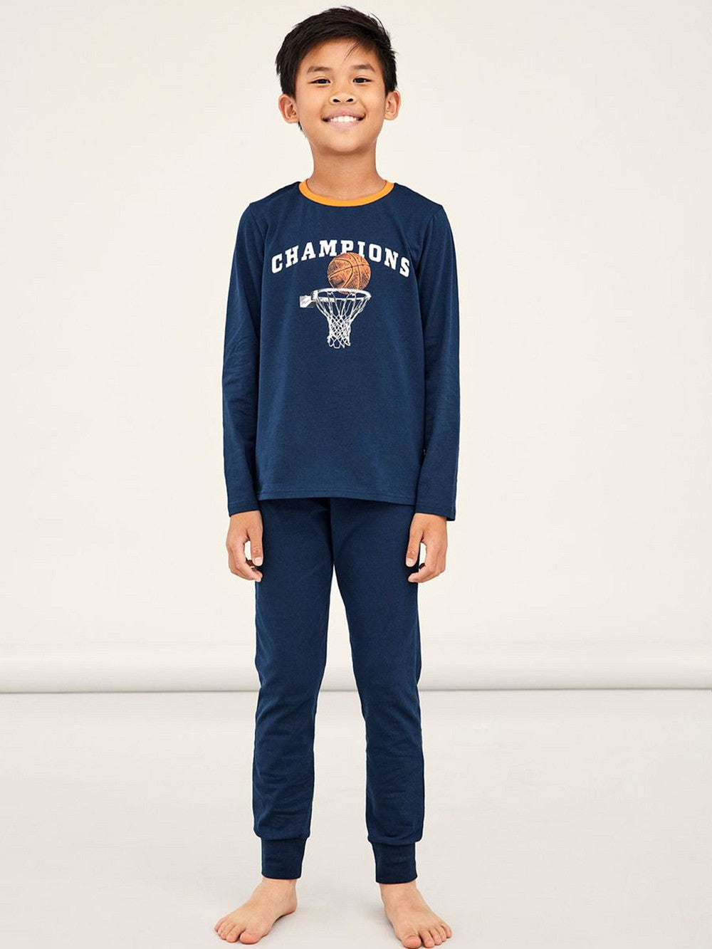 NAME IT Jungen Pyjama Schlafanzug dunkelblau Basketball Größe 86/92 bis 158/164