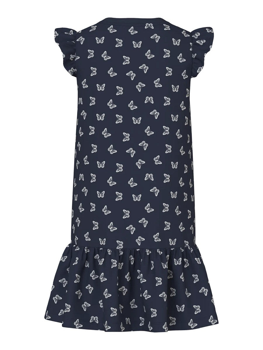 Name it Mädchen Sommer Kleid Schmetterlinge Rüschen Freizeitkleid Navy Blazer 116-152