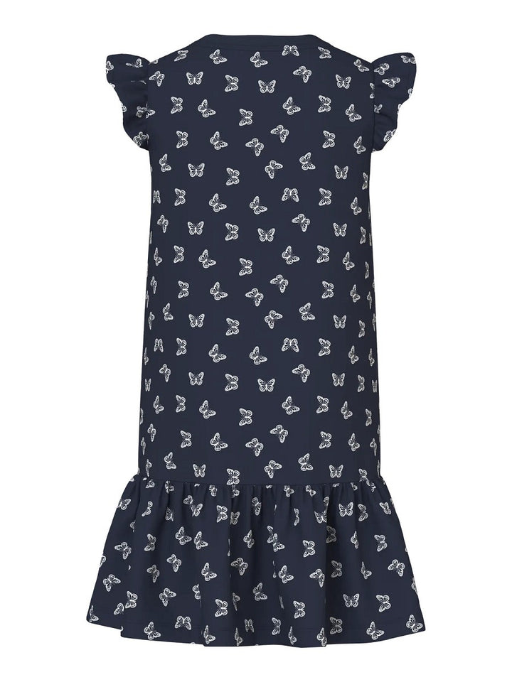Name it Mädchen Sommer Kleid Schmetterlinge Rüschen Freizeitkleid Navy Blazer 116-152