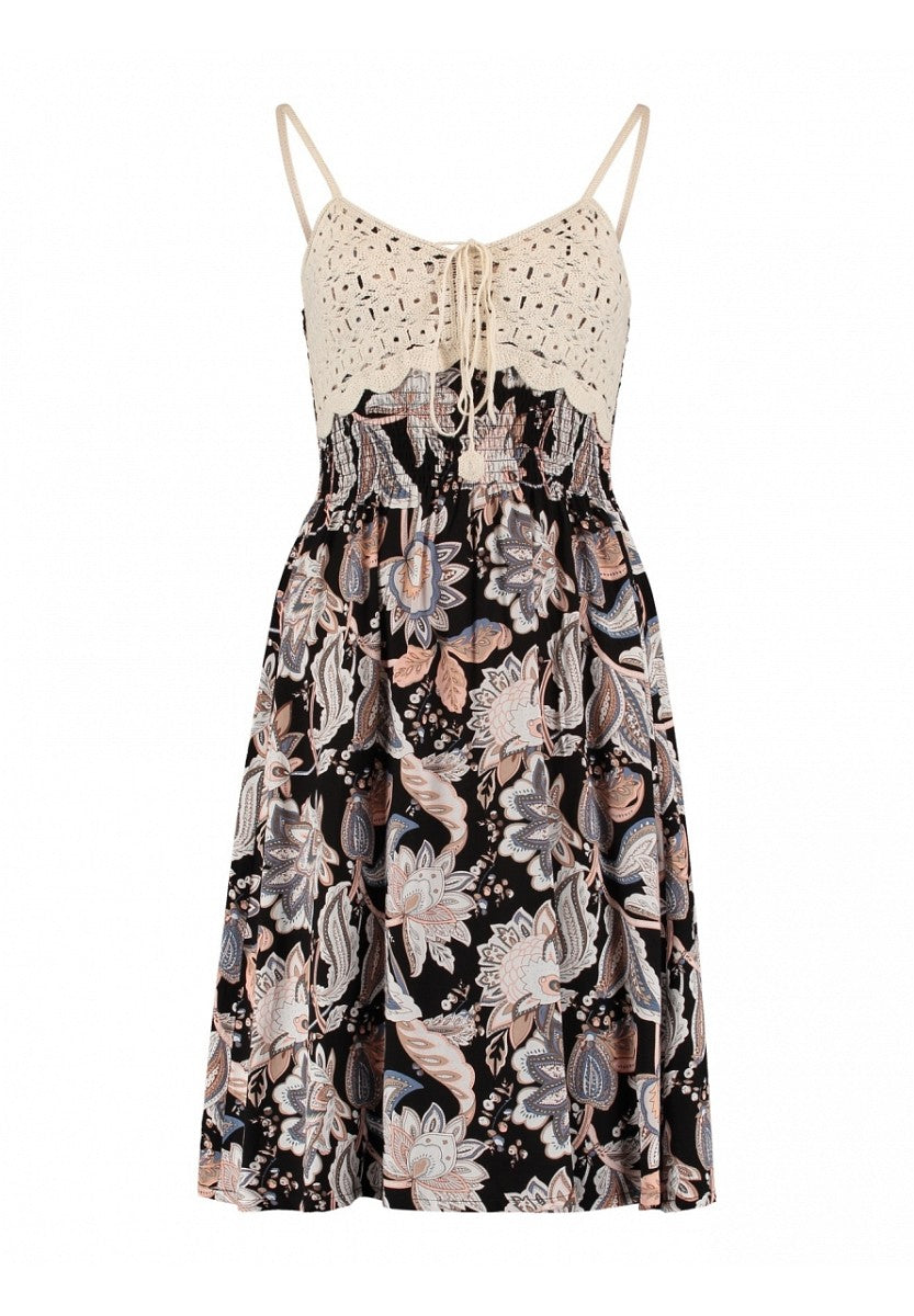 Hailys Sommer Kleid Damen Boho Sommerkleid Trägerkleid Häkel Spitze black paisley XS - XXL