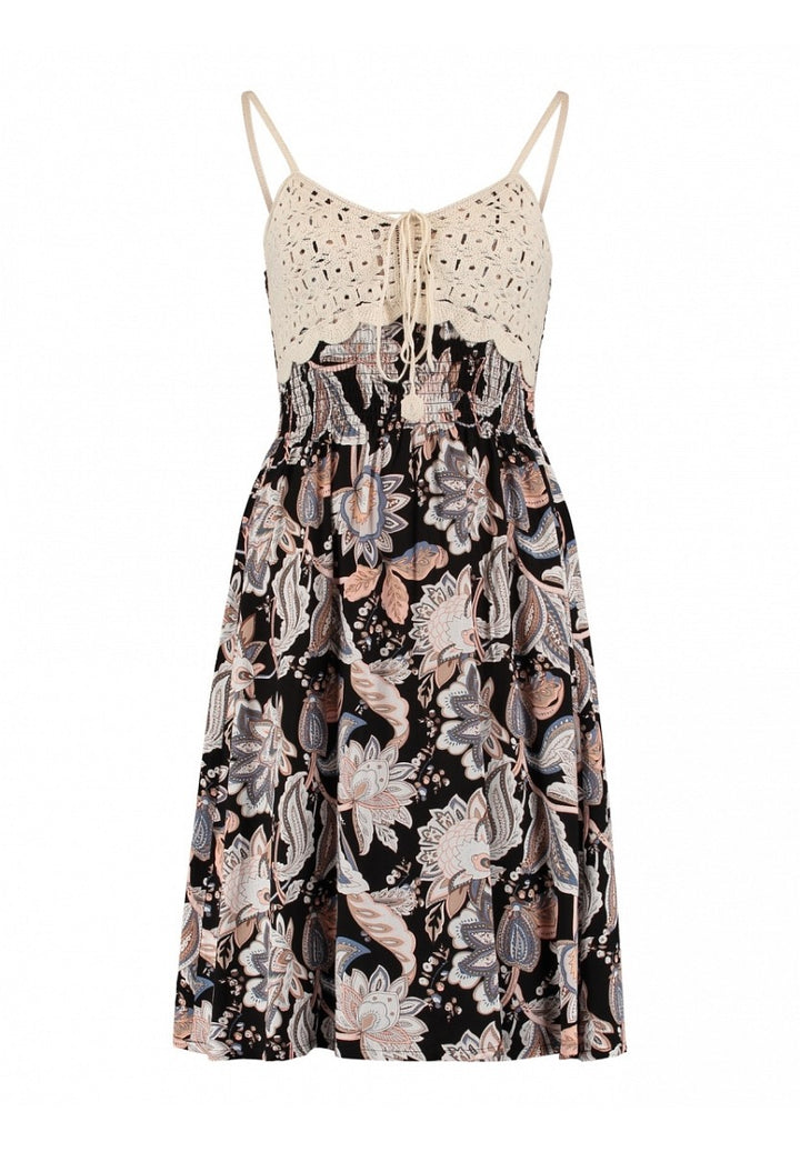 Hailys Sommer Kleid Damen Boho Sommerkleid Trägerkleid Häkel Spitze black paisley XS - XXL