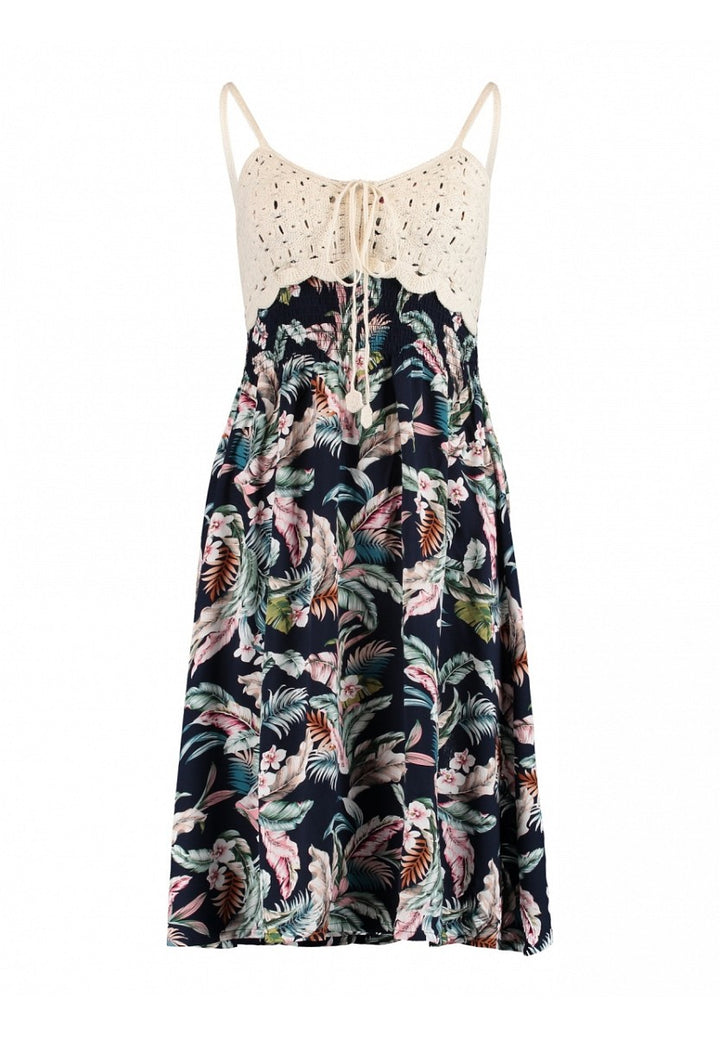 Hailys Sommer Kleid Damen Boho Sommerkleid Trägerkleid Häkel Spitze navy tropical XS - XXL