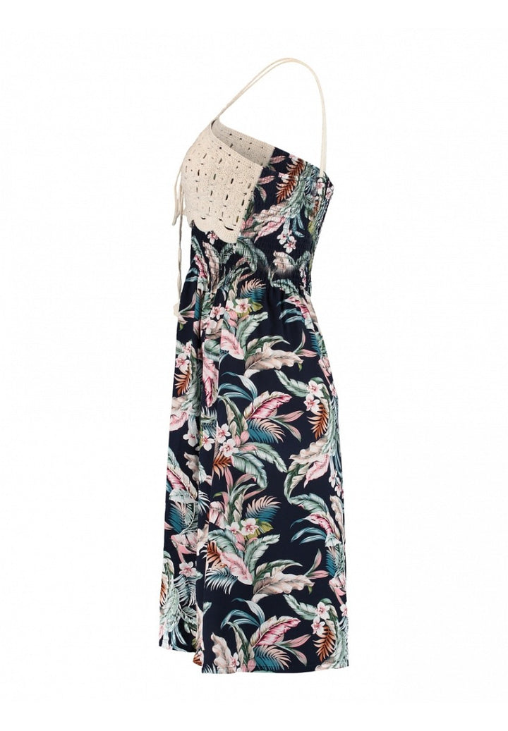 Hailys Sommer Kleid Damen Boho Sommerkleid Trägerkleid Häkel Spitze navy tropical XS - XXL