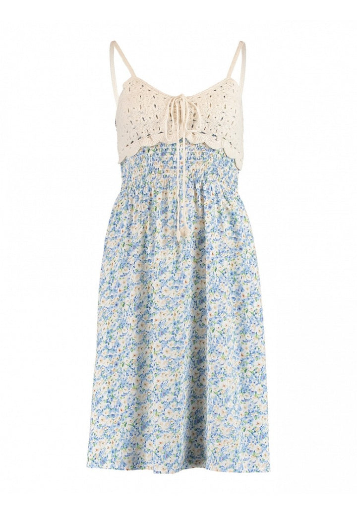 Hailys Sommer Kleid Damen Boho Sommerkleid Trägerkleid Häkel Spitze offwhite flower XS - XXL