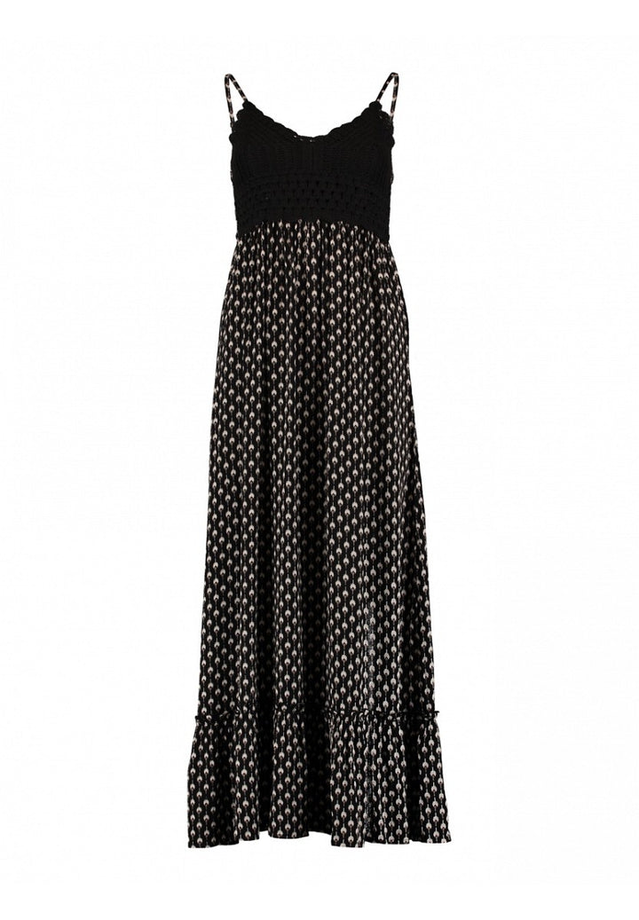 Hailys Maxikleid Damen Boho Sommerkleid Schwarz Häkel Spitze lang XS - XXL