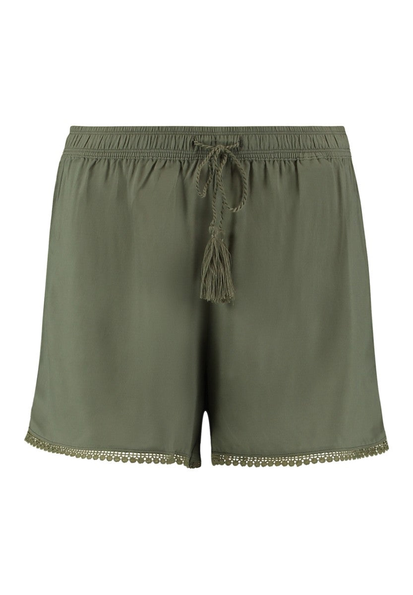 Hailys Damen Shorts Khaki Oliv Sommer Shorts mit Gummibund Bindeband XS - XXL