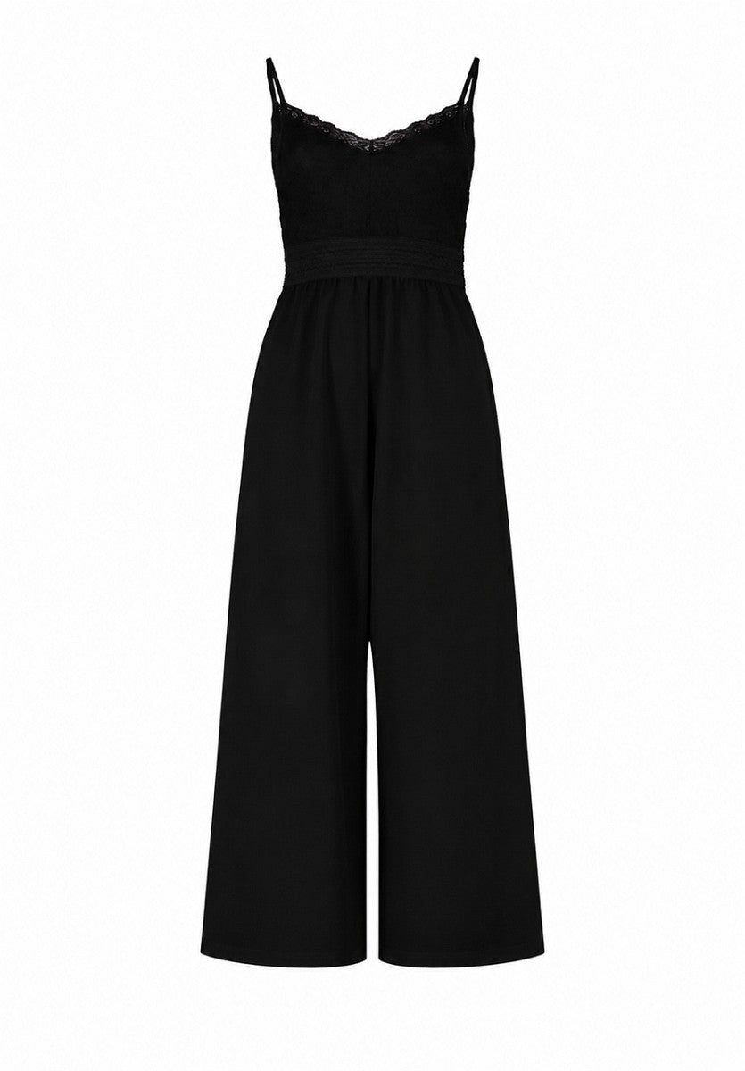 Hailys Damen Jumpsuit Culotte Schwarz Spitze Overall Sommer Elegant XS-XXL