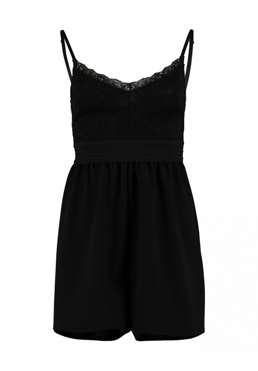 Hailys Damen Jumpsuit kurz Schwarz Spitze Overall Sommer Elegant XS-XXL