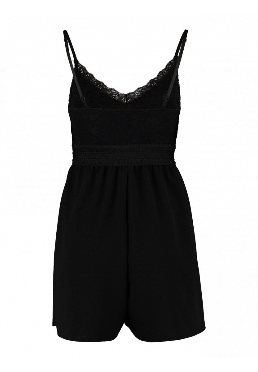 Hailys Damen Jumpsuit kurz Schwarz Spitze Overall Sommer Elegant XS-XXL