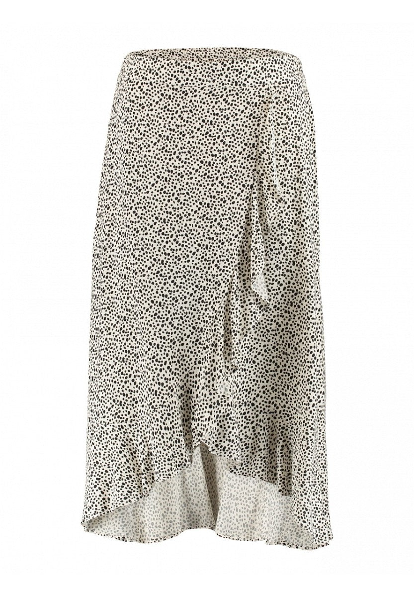 Hailys Damen Rock Wickelrock Midi Rock Volant weiß schwarz Punkte Viskose XS-XXL