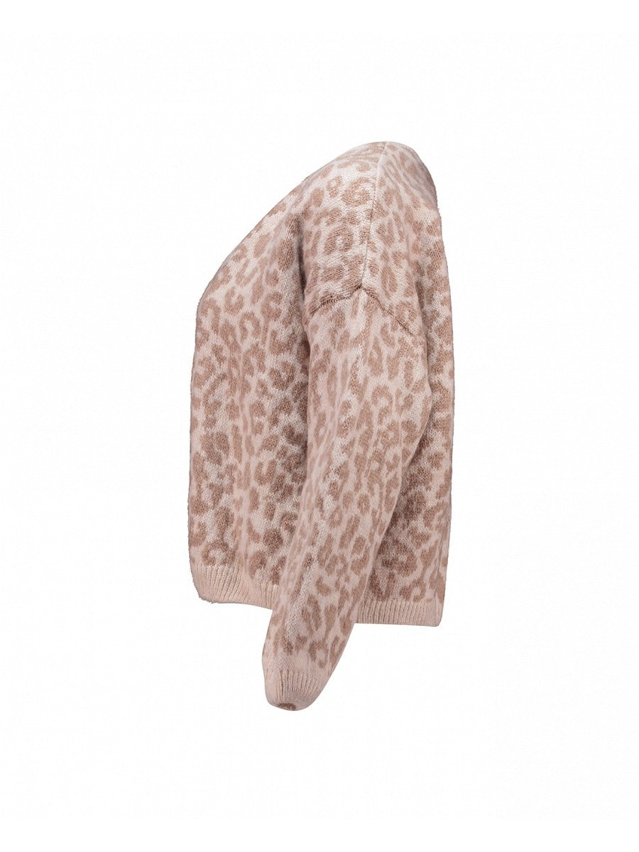 Hailys Damen Strickjacke Leo Animal Print hellbraun Cardigan Oversize XS -XL