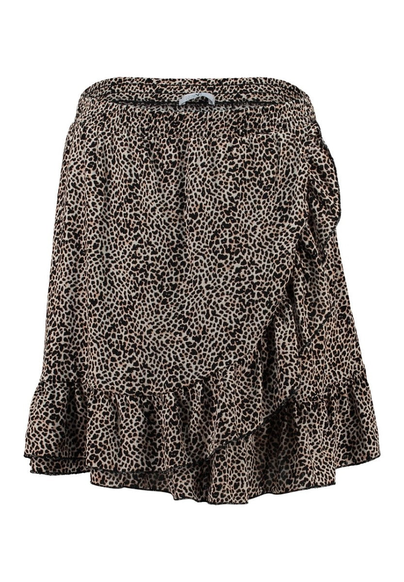 Hailys Damen Rock Wickelrock Mini Rock Volant Leo Muster Viskose XS - XXL