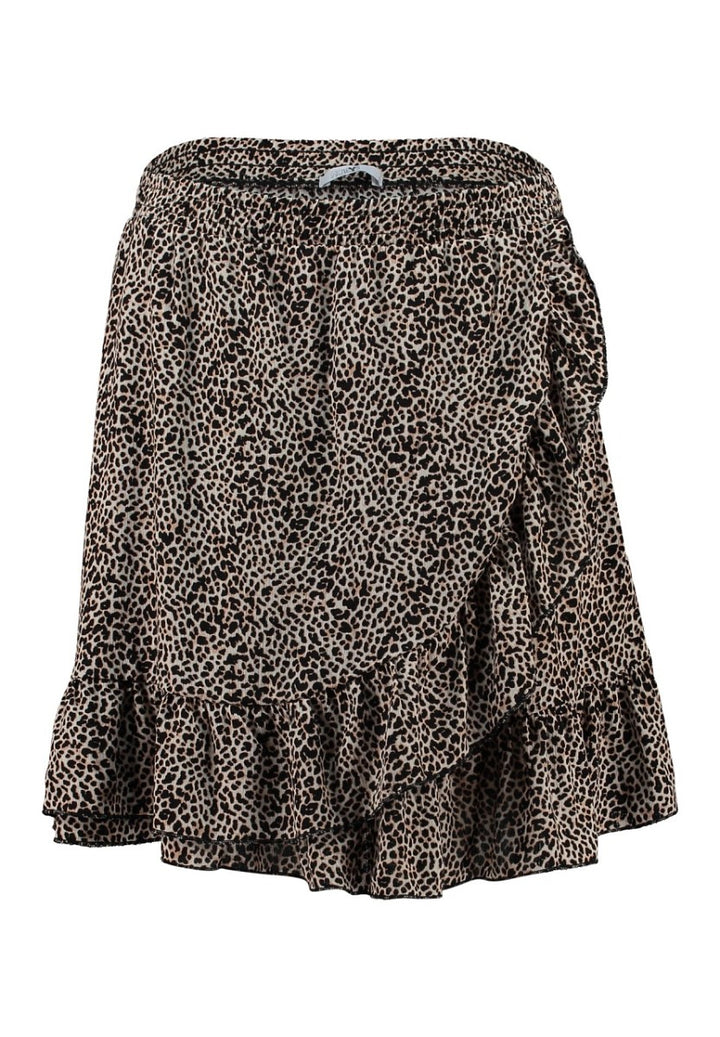Hailys Damen Rock Wickelrock Mini Rock Volant Leo Muster Viskose XS - XXL