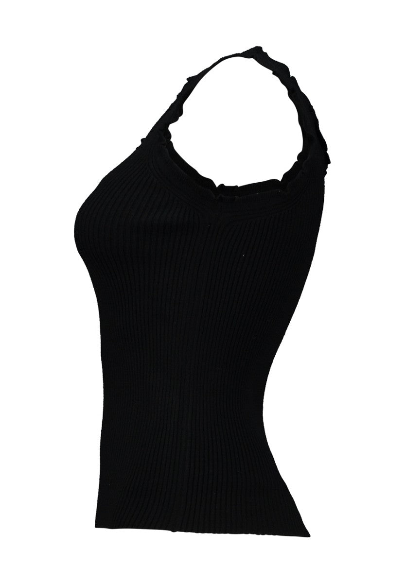 Hailys Damen Stricktop Ripp Schwarz XS-XXL Feinstrick Basic Ärmellos Stretch