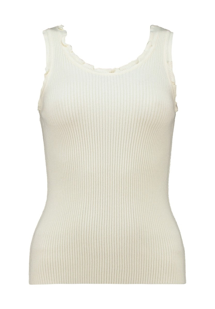 Hailys Damen Stricktop Ripp Creme XS-XXL Feinstrick Basic Ärmellos Stretch