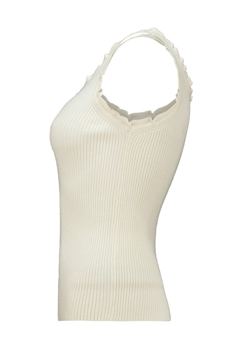 Hailys Damen Stricktop Ripp Creme XS-XXL Feinstrick Basic Ärmellos Stretch