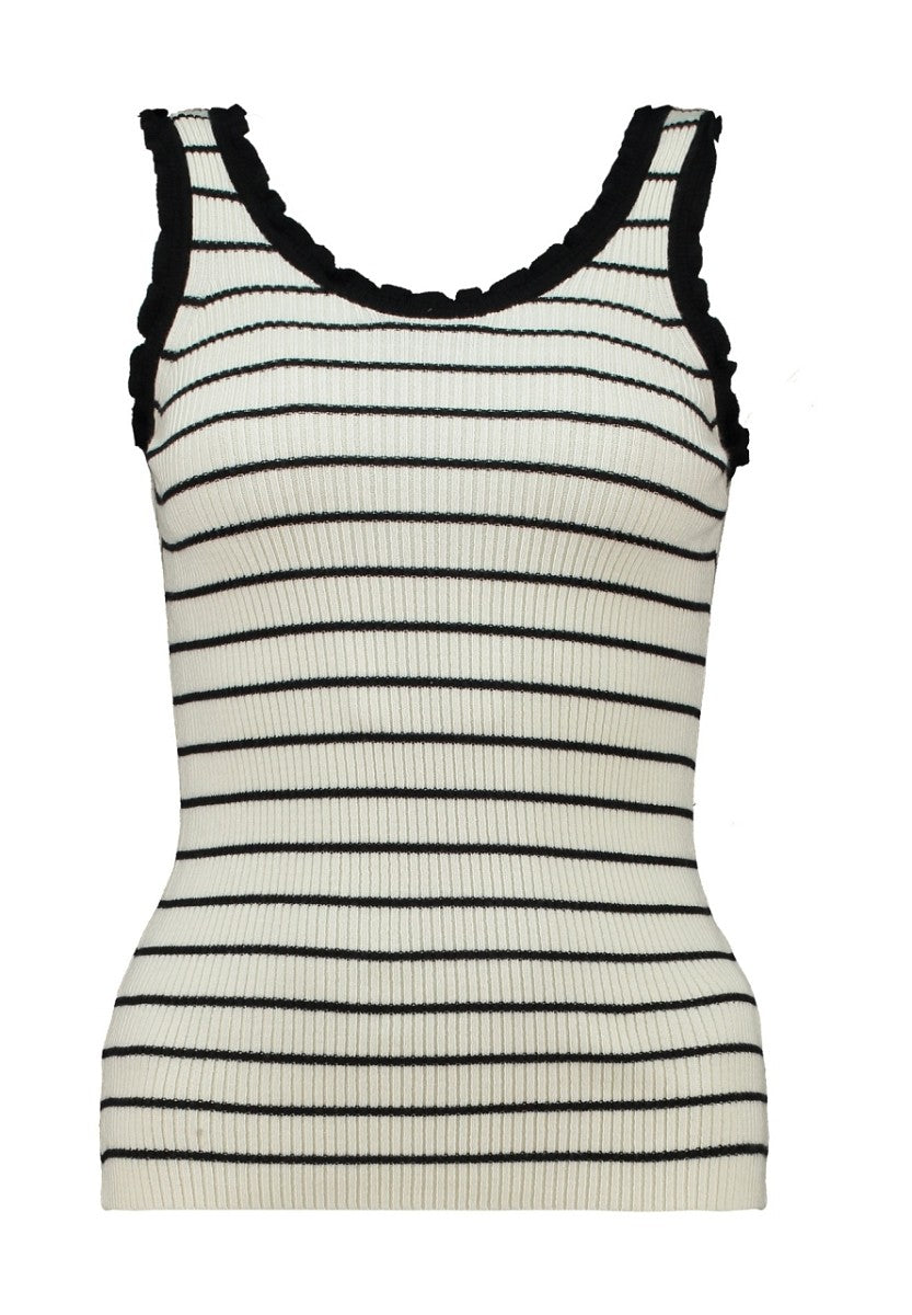 Hailys Damen Stricktop Ripp Creme Schwarz XS-XXL Feinstrick Basic Ärmellos Stretch
