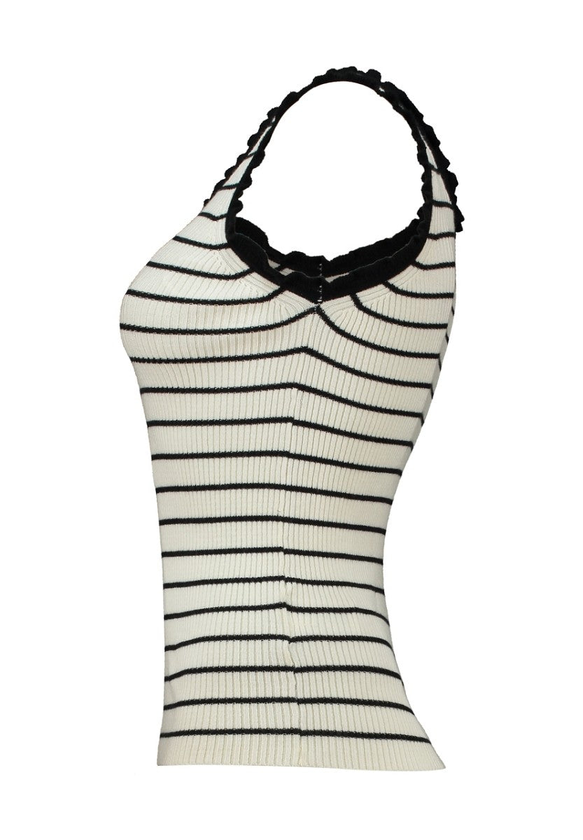Hailys Damen Stricktop Ripp Creme Schwarz XS-XXL Feinstrick Basic Ärmellos Stretch