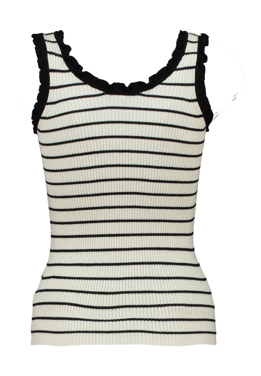 Hailys Damen Stricktop Ripp Creme Schwarz XS-XXL Feinstrick Basic Ärmellos Stretch
