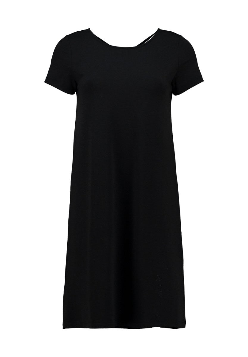 Hailys Damen Kleid Schwarz Sommer Kurzarm A-Linie Rücken Criss Cross XS-XXL