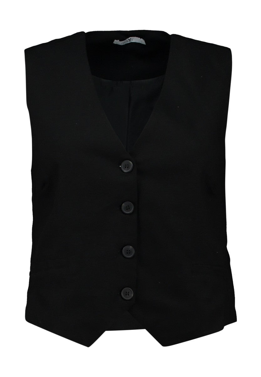 Hailys Damen Leinenweste Schwarz Leinen Anzugweste Weste Verstellbar XS–XXL