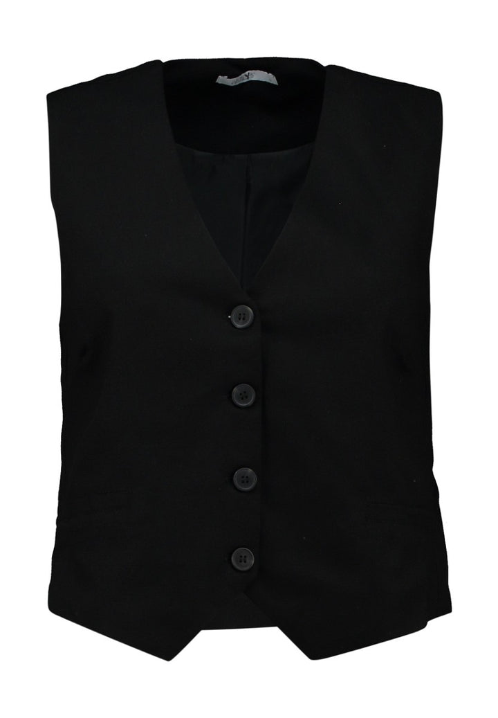 Hailys Damen Leinenweste Schwarz Leinen Anzugweste Weste Verstellbar XS–XXL