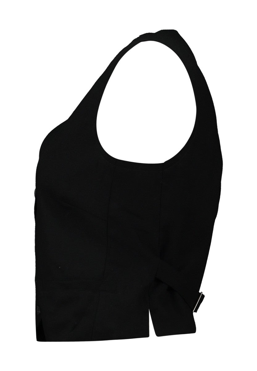 Hailys Damen Leinenweste Schwarz Leinen Anzugweste Weste Verstellbar XS–XXL