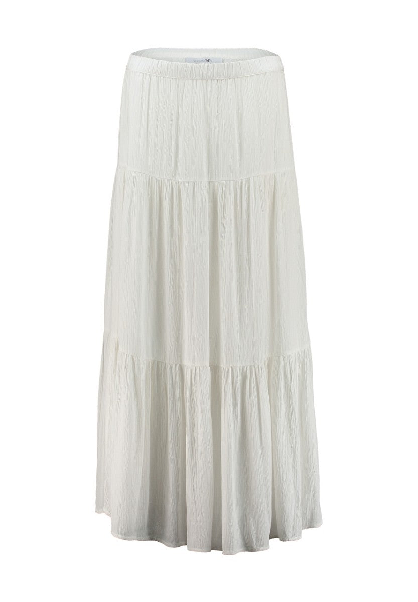 Hailys Damen Maxirock weiß Stufenrock mit Gummibund Sommer Boho XS - XXL