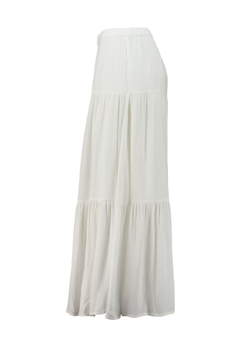 Hailys Damen Maxirock weiß Stufenrock mit Gummibund Sommer Boho XS - XXL