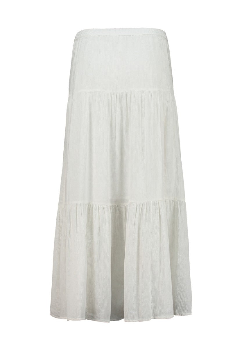 Hailys Damen Maxirock weiß Stufenrock mit Gummibund Sommer Boho XS - XXL