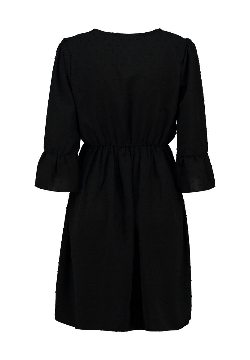 Hailys elegantes schwarzes Damenkleid Bindeschleife Rüschenärmel XS - XXL