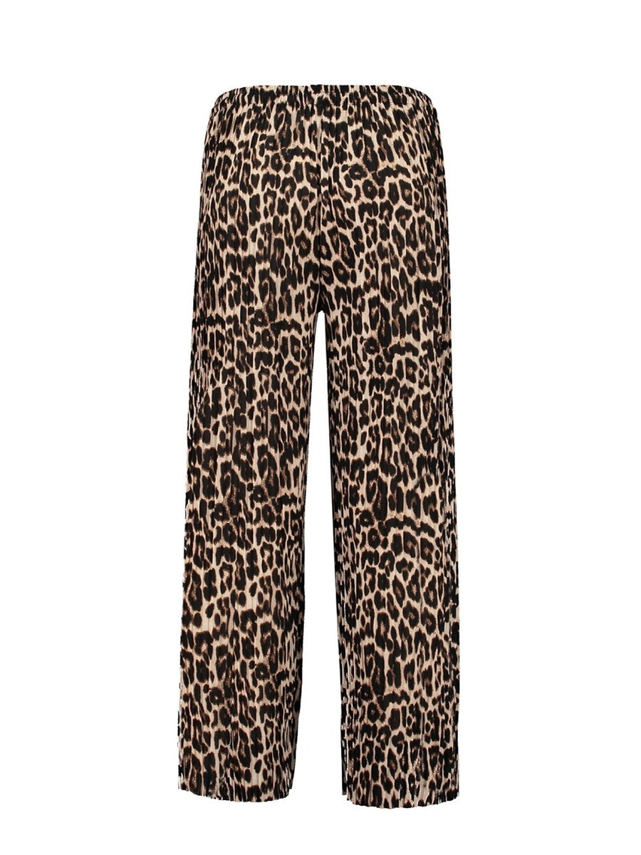 Hailys Damen Hose Leo Animal Print Palazzo Wide Leg Crash Optik  XS – XXL