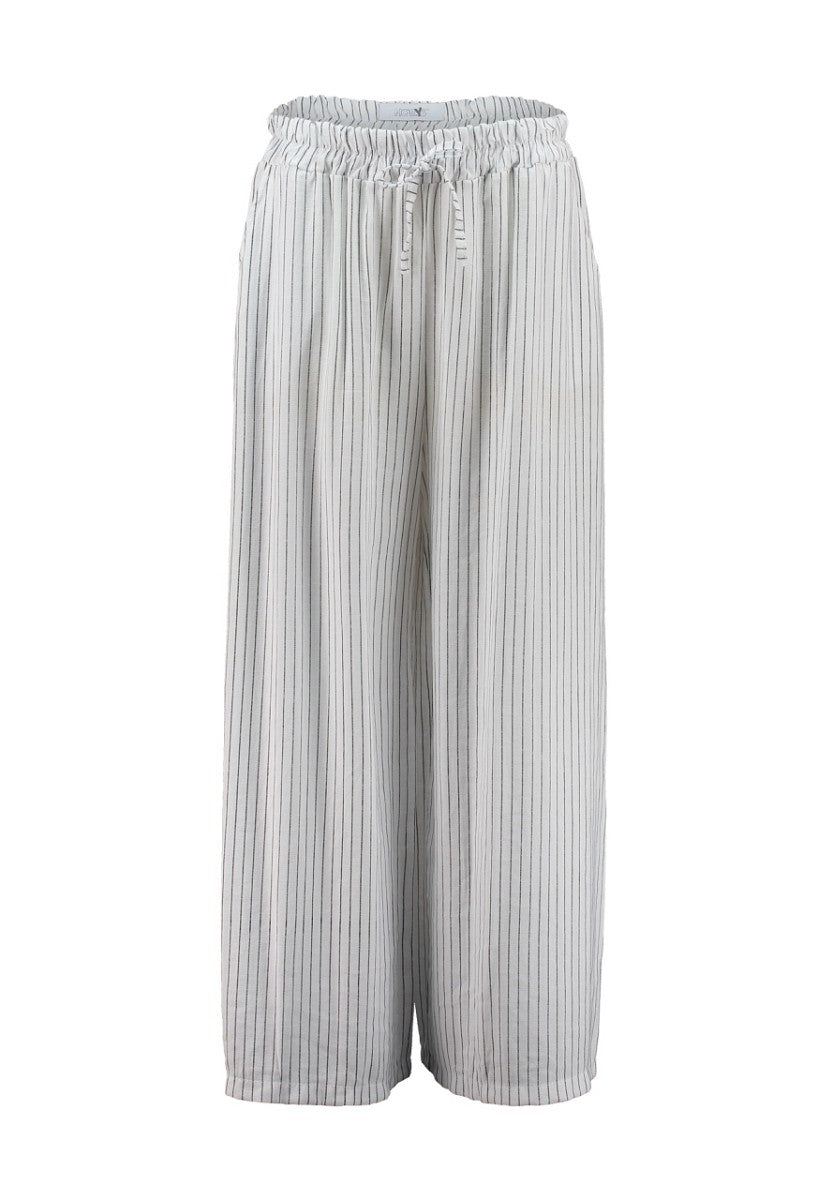 HAILYS Damen Palazzo Hose Stoffhose gestreift Weiß Grau Gummibund XS-XXL