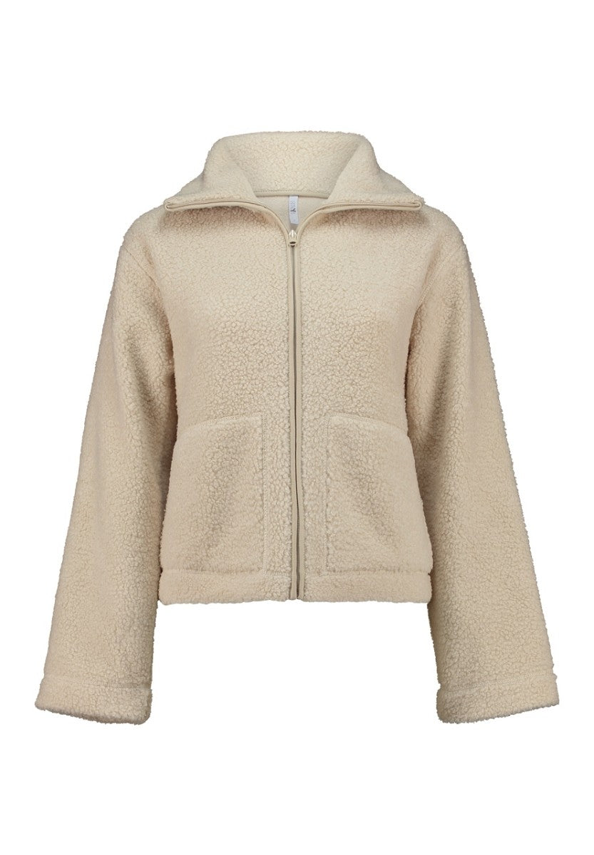 Hailys Damen Teddy Fleece Jacke Kuscheljacke Reißverschluss Beige XS - XXL