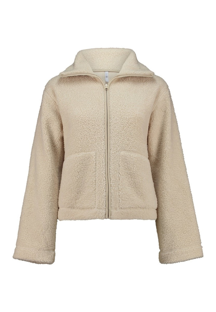Hailys Damen Teddy Fleece Jacke Kuscheljacke Reißverschluss Beige XS - XXL