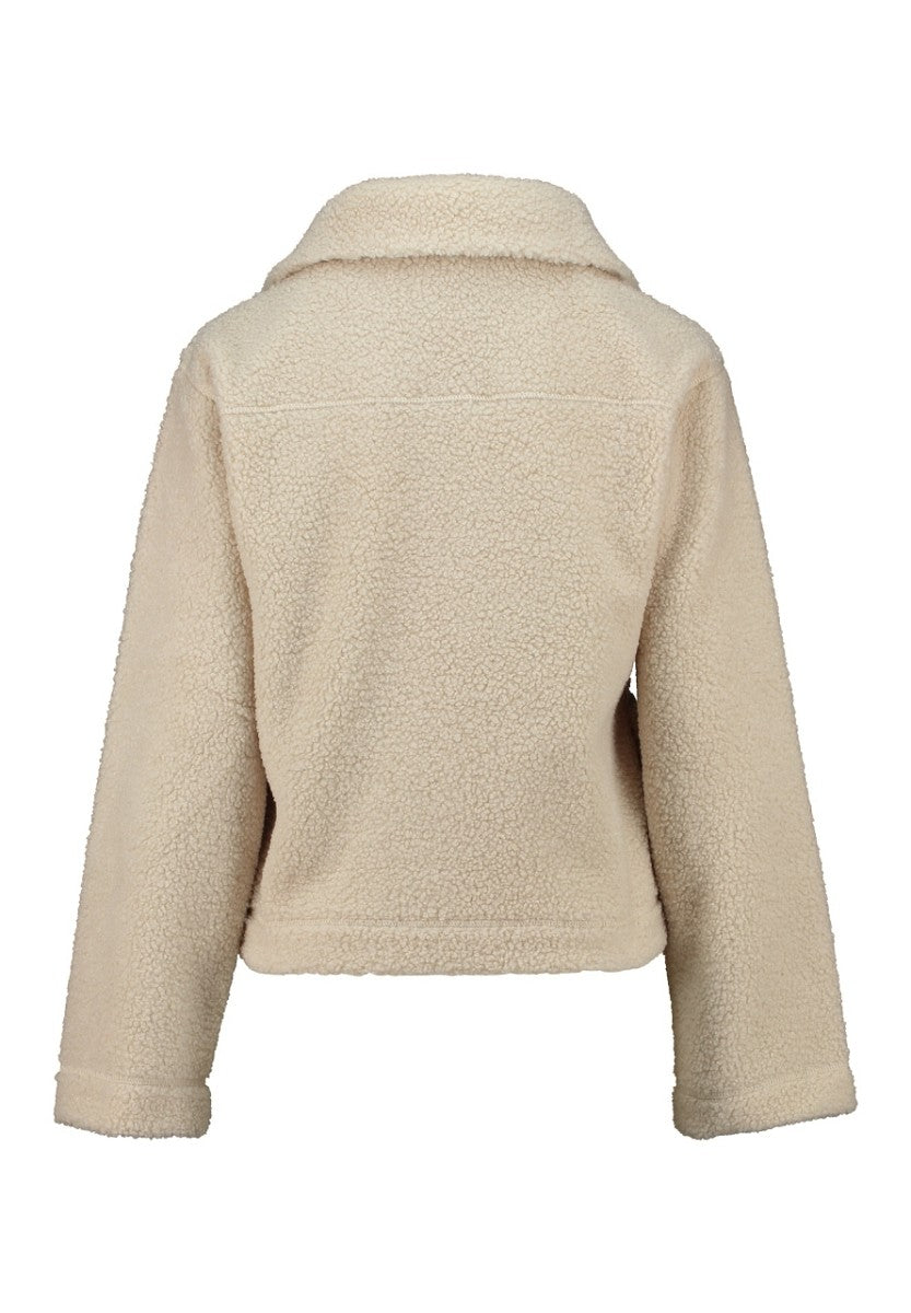 Hailys Damen Teddy Fleece Jacke Kuscheljacke Reißverschluss Beige XS - XXL