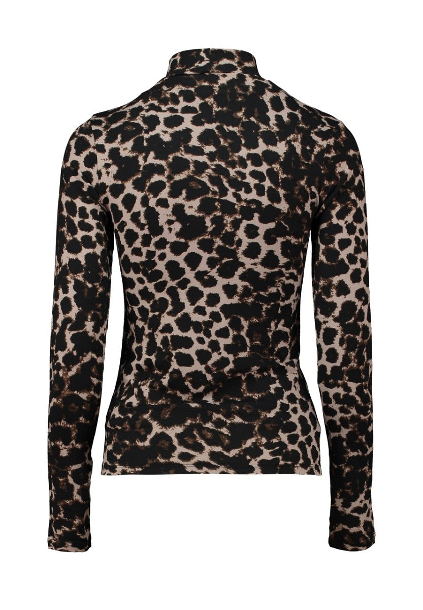 Hailys Damen Langarmshirt Leo Animal Print Rollkragen Longsleeve Stretch XS–2XL