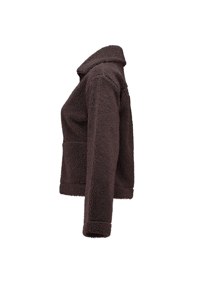 Hailys Damen Teddy Fleece Jacke Kuscheljacke Reißverschluss Braun XS - XXL