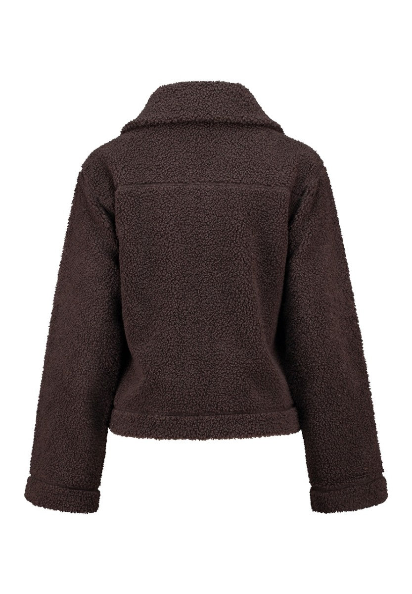 Hailys Damen Teddy Fleece Jacke Kuscheljacke Reißverschluss Braun XS - XXL