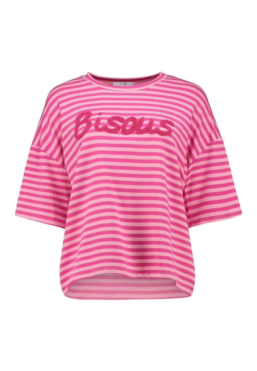 HAILYS Damen T-Shirt Pink Gestreift Oversize Kurzarm Freizeit Shirt Trend XS-XXL