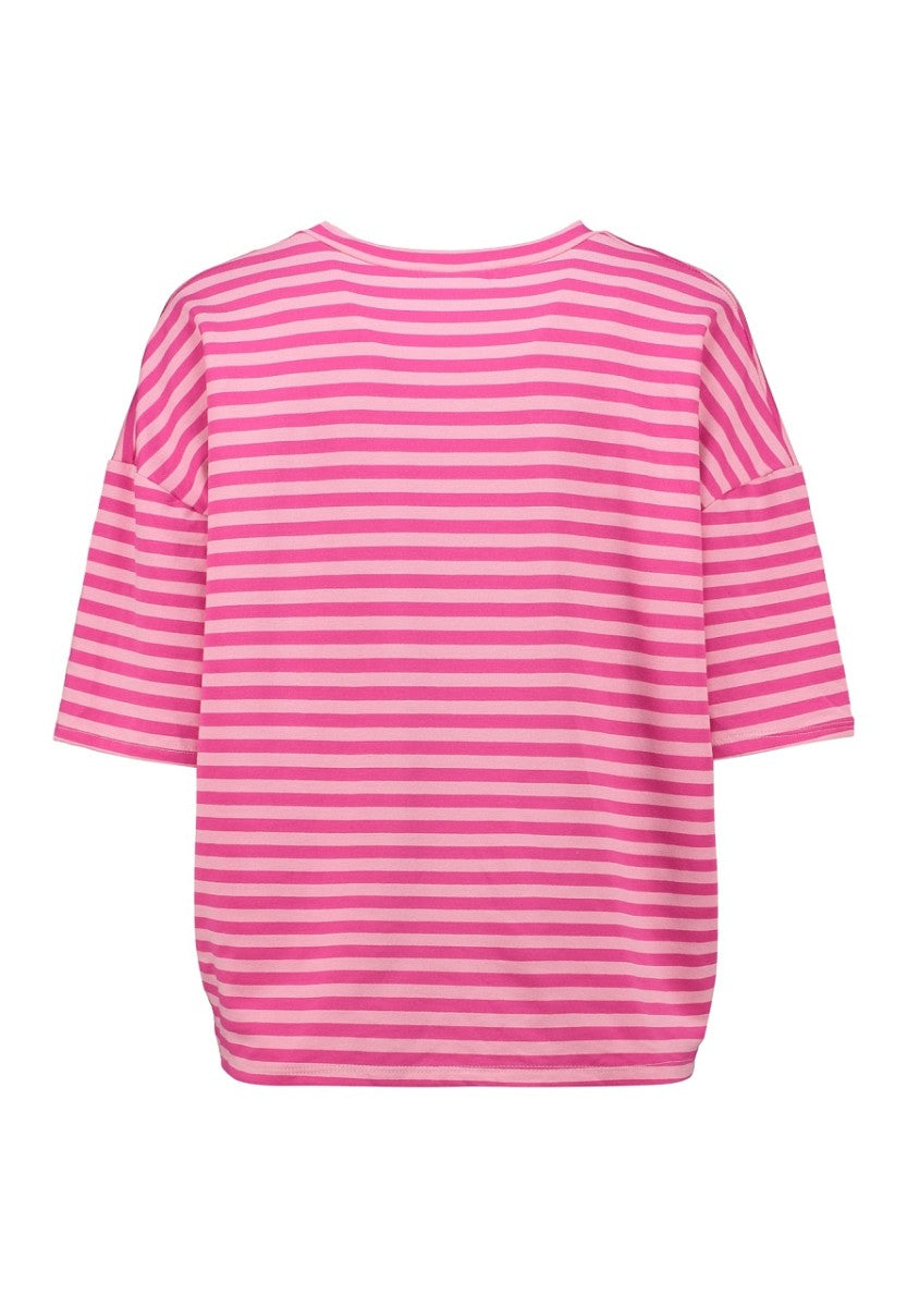 HAILYS Damen T-Shirt Pink Gestreift Oversize Kurzarm Freizeit Shirt Trend XS-XXL