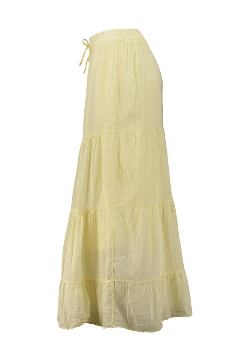 Hailys Damen Maxirock gelb butter yellow Stufenrock Gummibund Sommer Boho XS - XXL