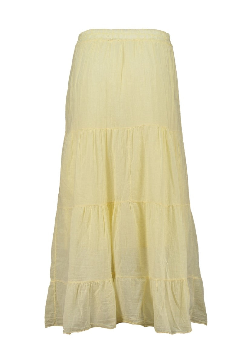 Hailys Damen Maxirock gelb butter yellow Stufenrock Gummibund Sommer Boho XS - XXL