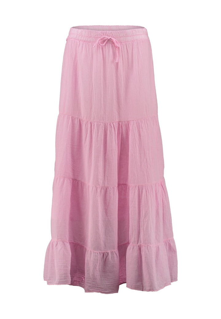 Hailys Damen Maxirock rosa pink Stufenrock mit Gummibund Sommer Boho XS - XXL