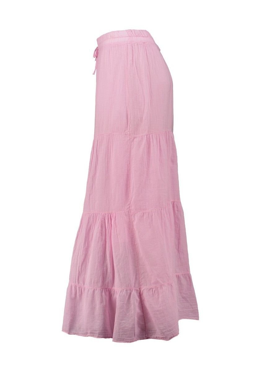 Hailys Damen Maxirock rosa pink Stufenrock mit Gummibund Sommer Boho XS - XXL