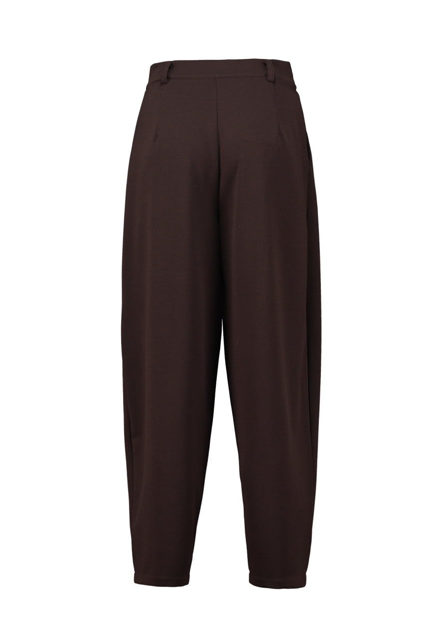 Hailys Damen Barrel Hose Dunkelbraun O-Shape Ballon Stoffhose Stretch XS - 2XL