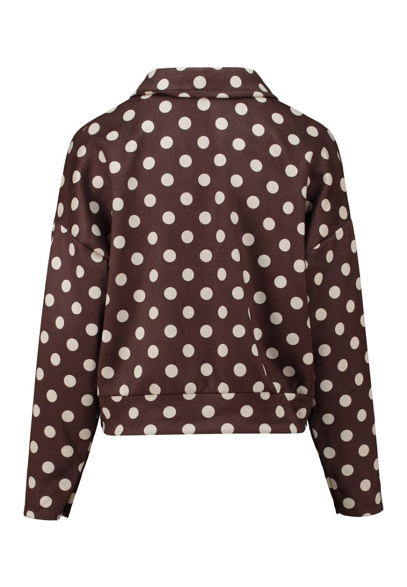 Hailys Damen Blouson Braun Punkte Polka Dots Bomberjacke Übergangsjacke XS - XXL